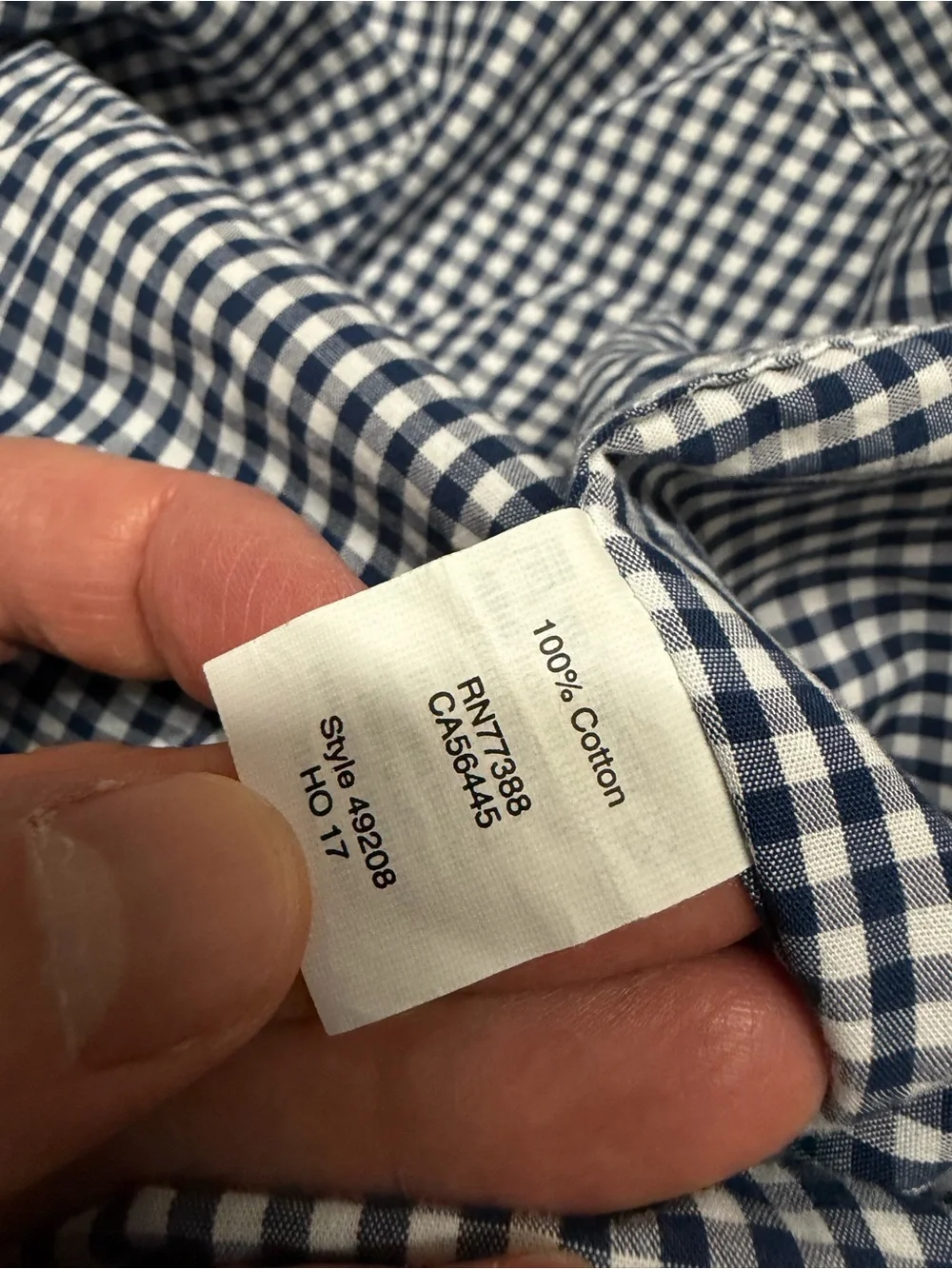 J. Crew navy blue and White Gingham Button-Down Shirt